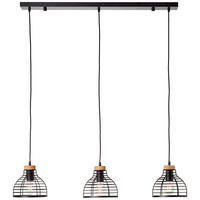 PENDELLEUCHTE 100/25/120 cm    - Schwarz, Natur, Holz/Metall (100/25/120cm) - Brilliant