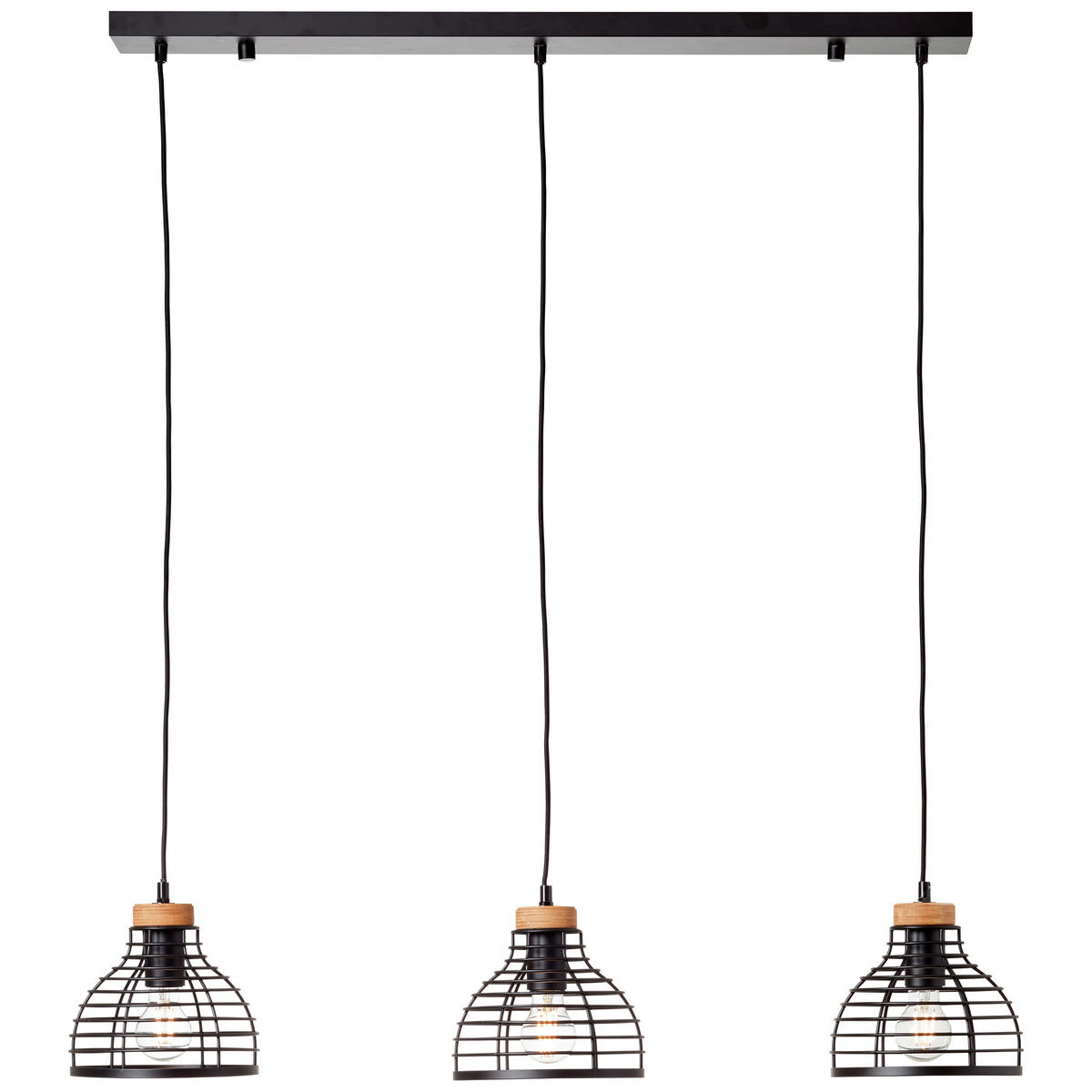 PENDELLEUCHTE 100/25/120 cm    - Schwarz, Natur, Holz/Metall (100/25/120cm) - Brilliant