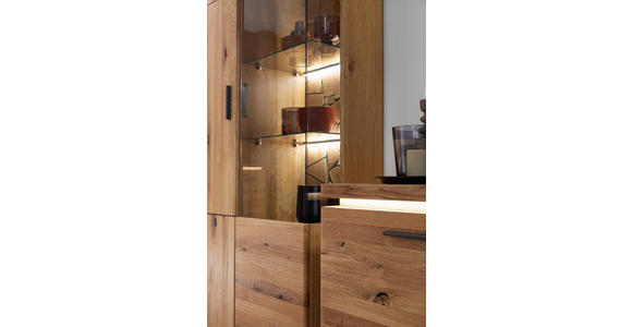 WOHNWAND  in Eichefarben  300/204/50 cm  - Eichefarben/Anthrazit, Natur, Glas/Holz (300/204/50cm) - Linea Natura