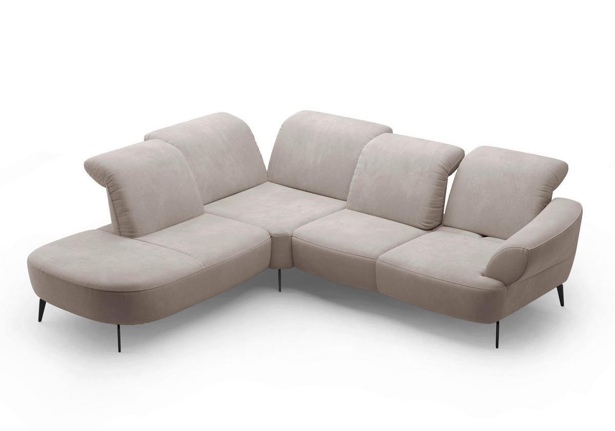 ECKSOFA in Flachgewebe Greige  - Greige/Schwarz, Modern, Textil/Metall (270/302cm) - Sit & More