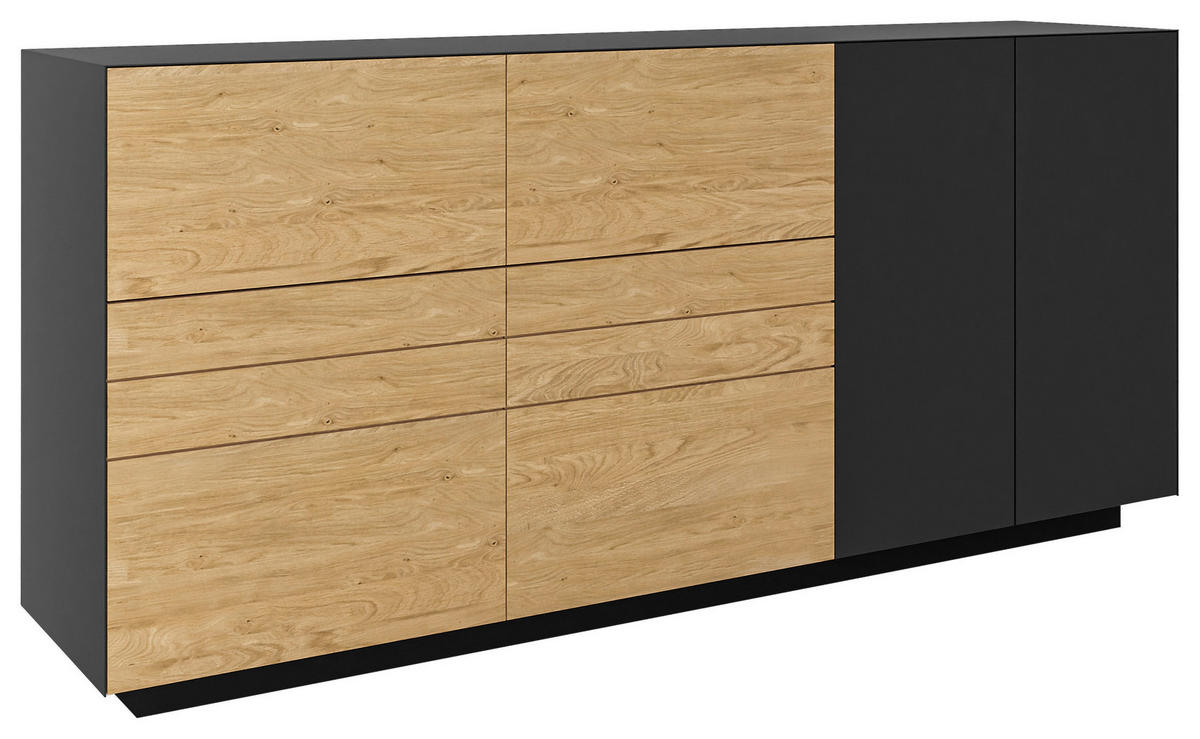 SIDEBOARD Celika Wildeiche, Anthrazit  181/84/40 cm  - Wildeiche/Anthrazit, Natur, Holz/Holzwerkstoff (181/84/40cm) - Dieter Knoll
