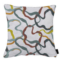 OUTDOOR-KISSEN in Grün, Rotbraun, Ecru geometrisch 50/50 cm  - Ecru/Rotbraun, Basics, Textil (50/50cm)