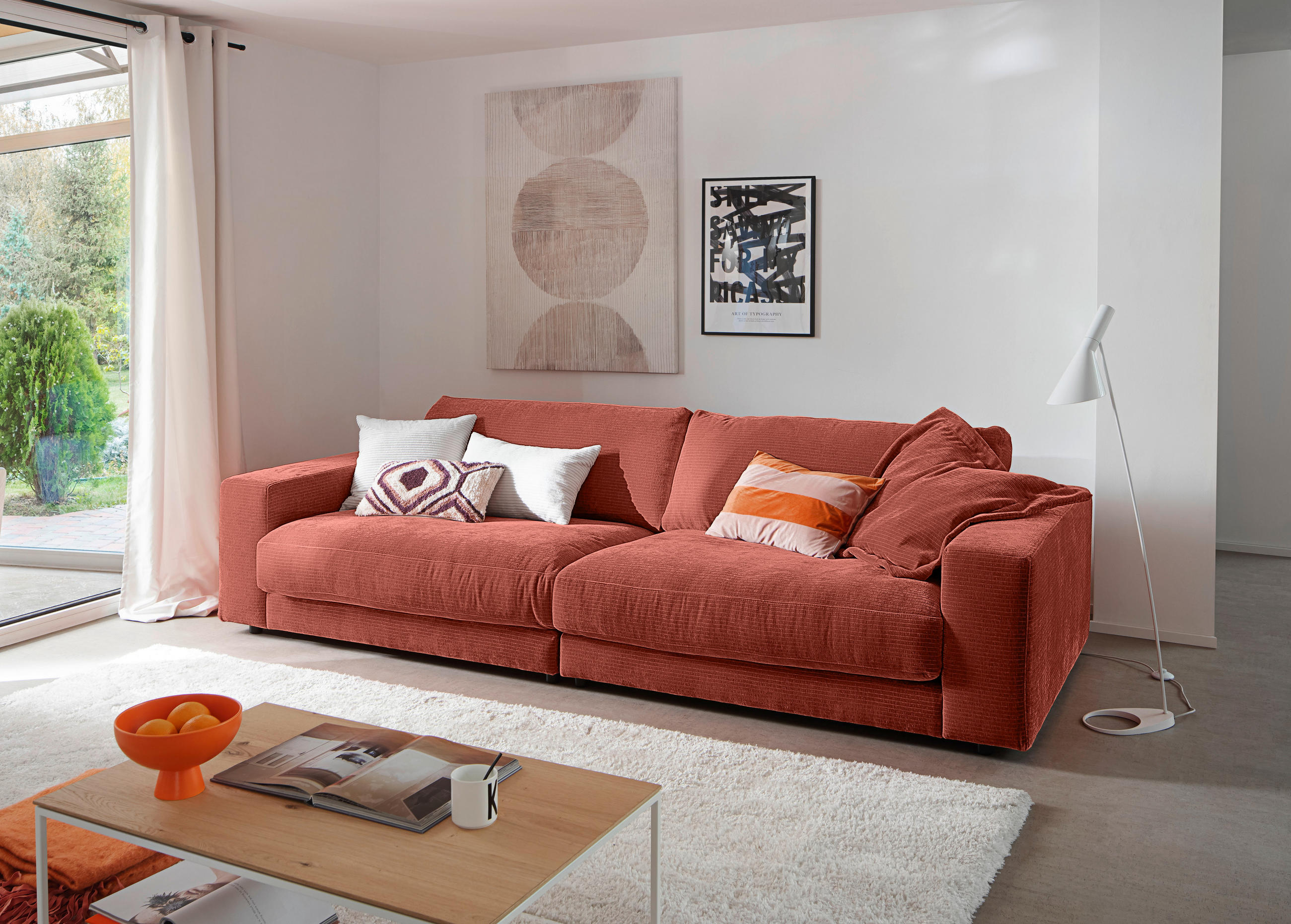 3-SITZER-SOFA in Chenille Rostfarben  - Rostfarben/Schwarz, Design, Kunststoff/Textil (290/86/127cm) - Lomoco