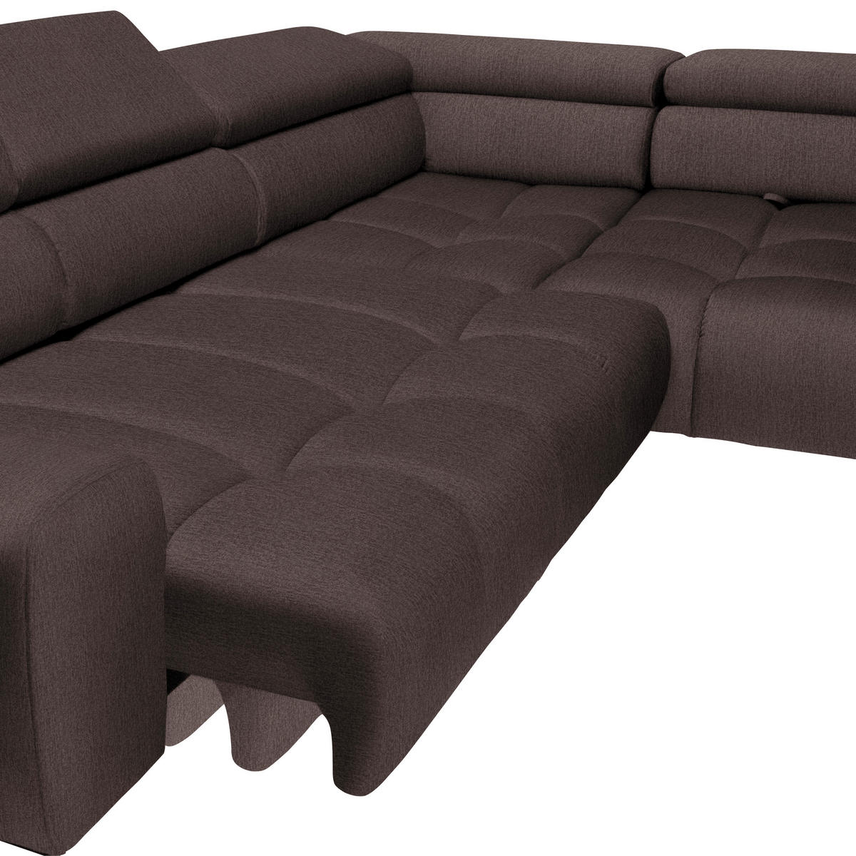 ECKSOFA in Samt, Webstoff Graubraun  - Graubraun/Schwarz, Design, Textil/Metall (300/216cm) - Welnova