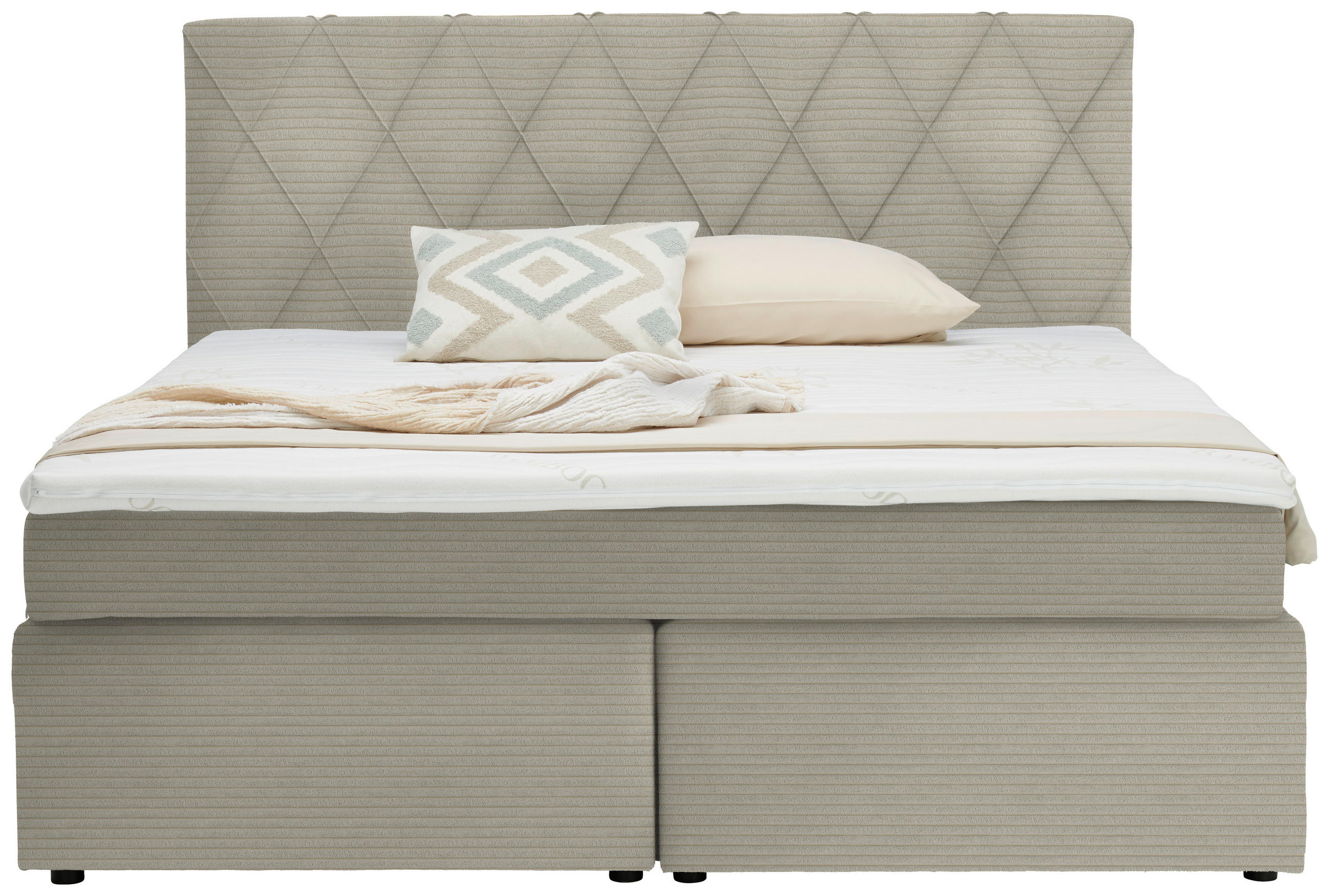 BOXSPRINGBETT 160/200 cm  in Creme  - Creme/Schwarz, Design, Holzwerkstoff/Kunststoff (160/200cm) - Xora