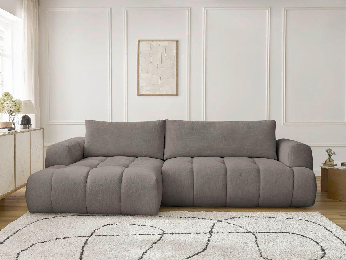 ECKSCHLAFSOFA FUJI Leinenoptik Taupe  inkl.  - Taupe/Schwarz, MODERN, Kunststoff/Textil (160/292cm)