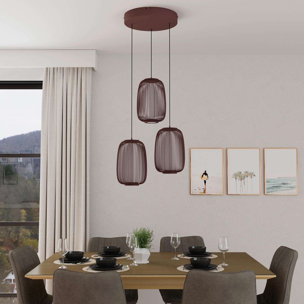 LED-HÄNGELEUCHTE Cage 40/50-150 cm  - Kupferfarben, Design, Kunststoff/Metall (40/50-150cm) - Dieter Knoll