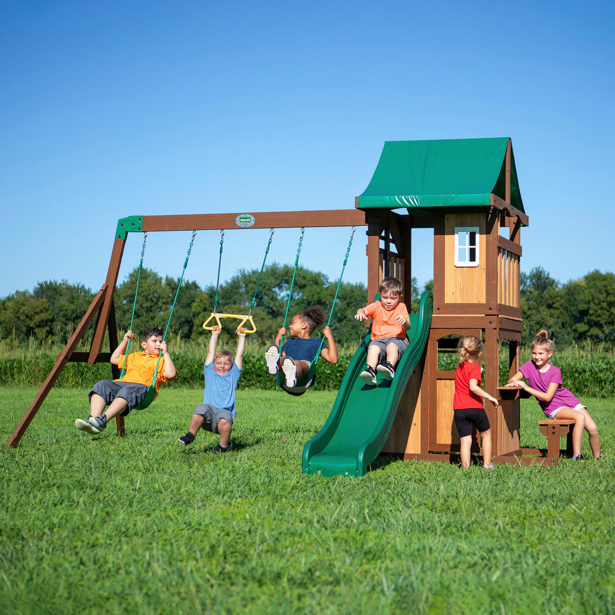 SPIELTURM 340/260/430 cm SPIELTURM LAKEWOOD  - Braun/Grün, Konventionell, Holz (340/260/430cm)