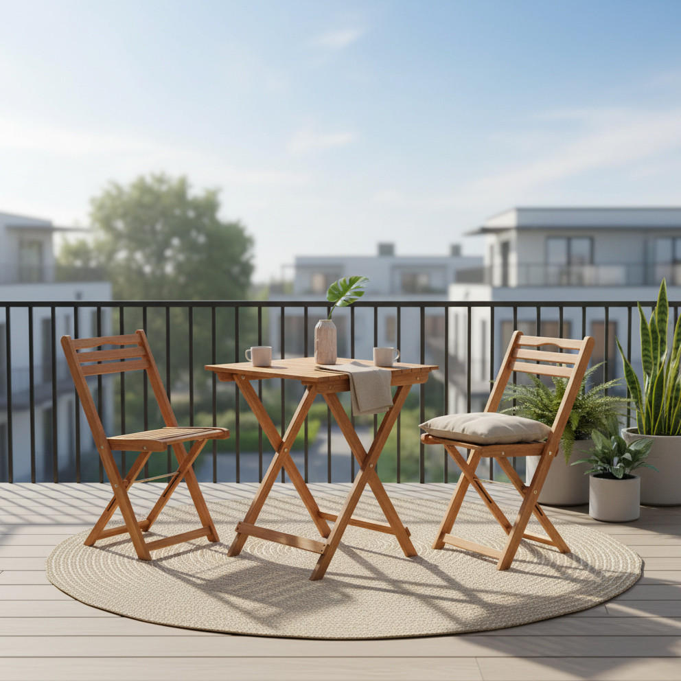 BALKONSET Naturfarben 3-teilig  - Naturfarben, KONVENTIONELL, Holz (40/82/49cm) - Gardenson