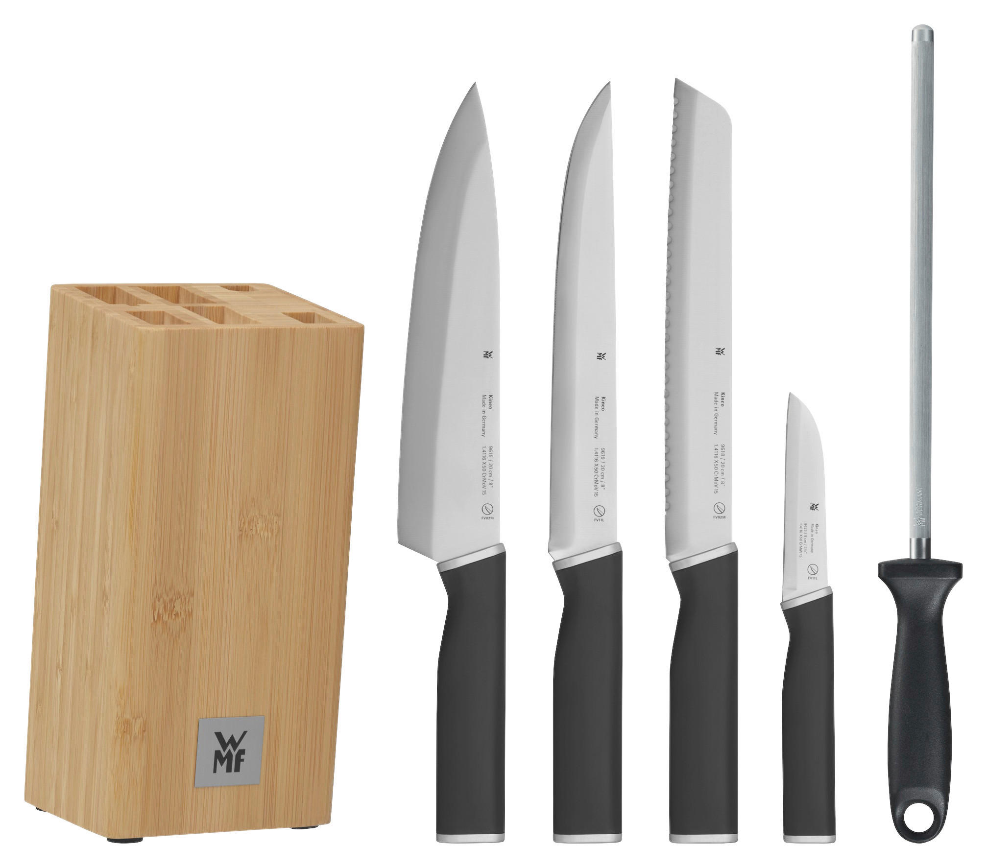 MESSERBLOCK Kineo 6-teilig  - Silberfarben/Schwarz, Basics, Holz/Kunststoff - WMF