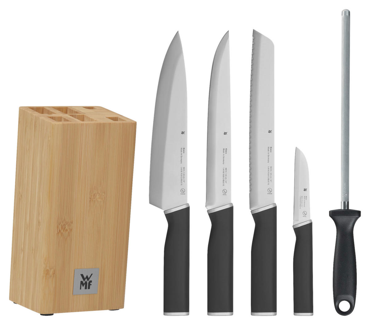 MESSERBLOCK Kineo 6-teilig  - Silberfarben/Schwarz, Basics, Holz/Kunststoff - WMF