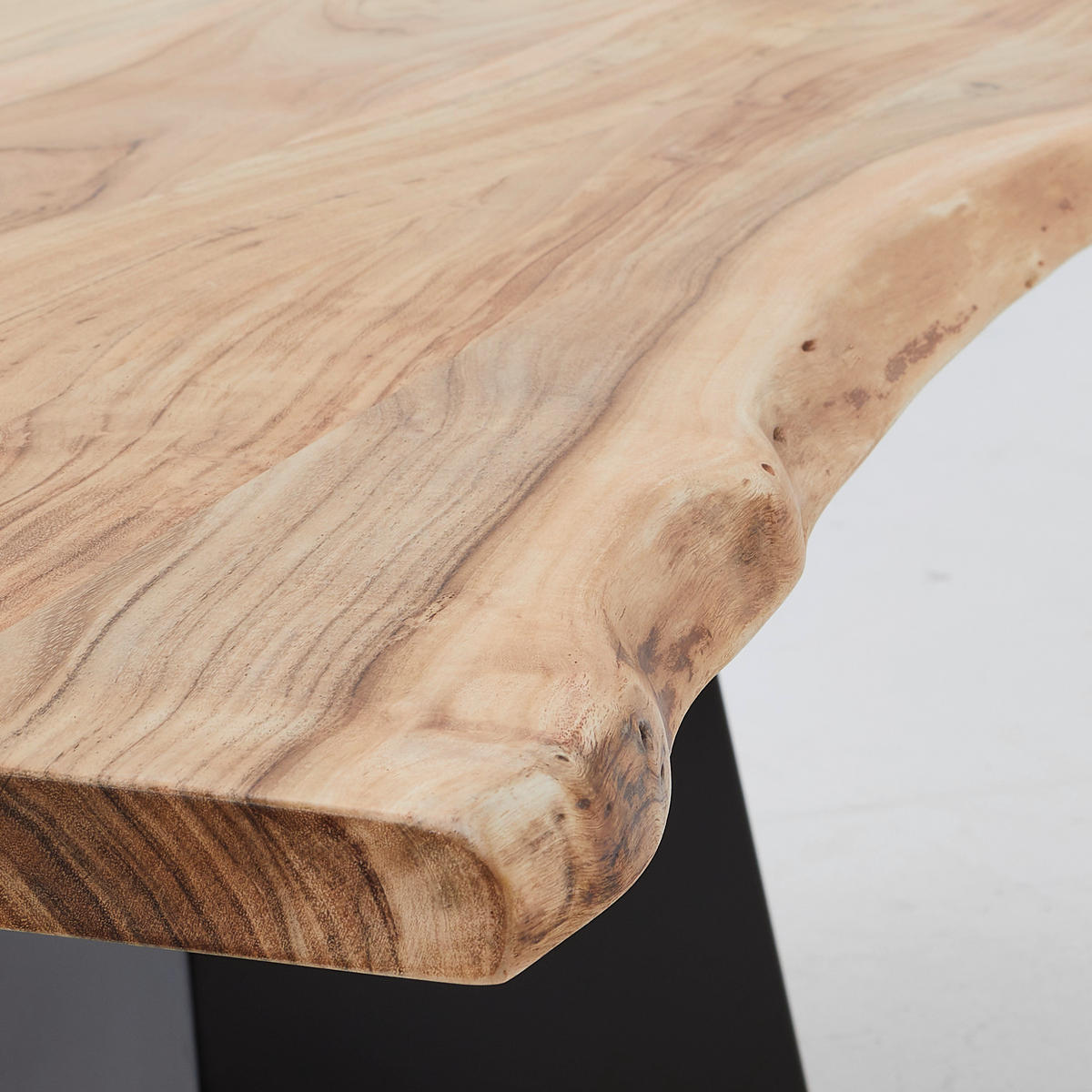 ESSTISCH Akazie vollmassiv rechteckig Schwarz, Akaziefarben  - Schwarz/Akaziefarben, MODERN, Holz/Metall (200/100/76cm) - Livetastic