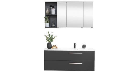 BADEZIMMER in 120 cm - Weiß/Grau, MODERN, Glas/Holzwerkstoff (120cm) - Novel