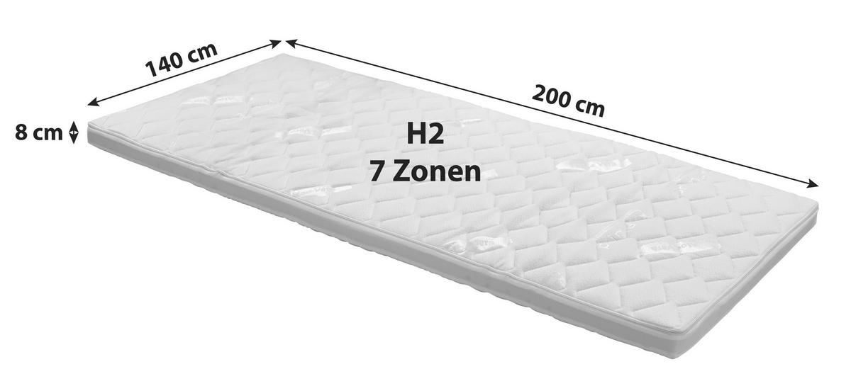 Topper Gamma 140/200 cm Höhe ca. 8 cm  - Weiß, Textil (140/200cm) - Primatex