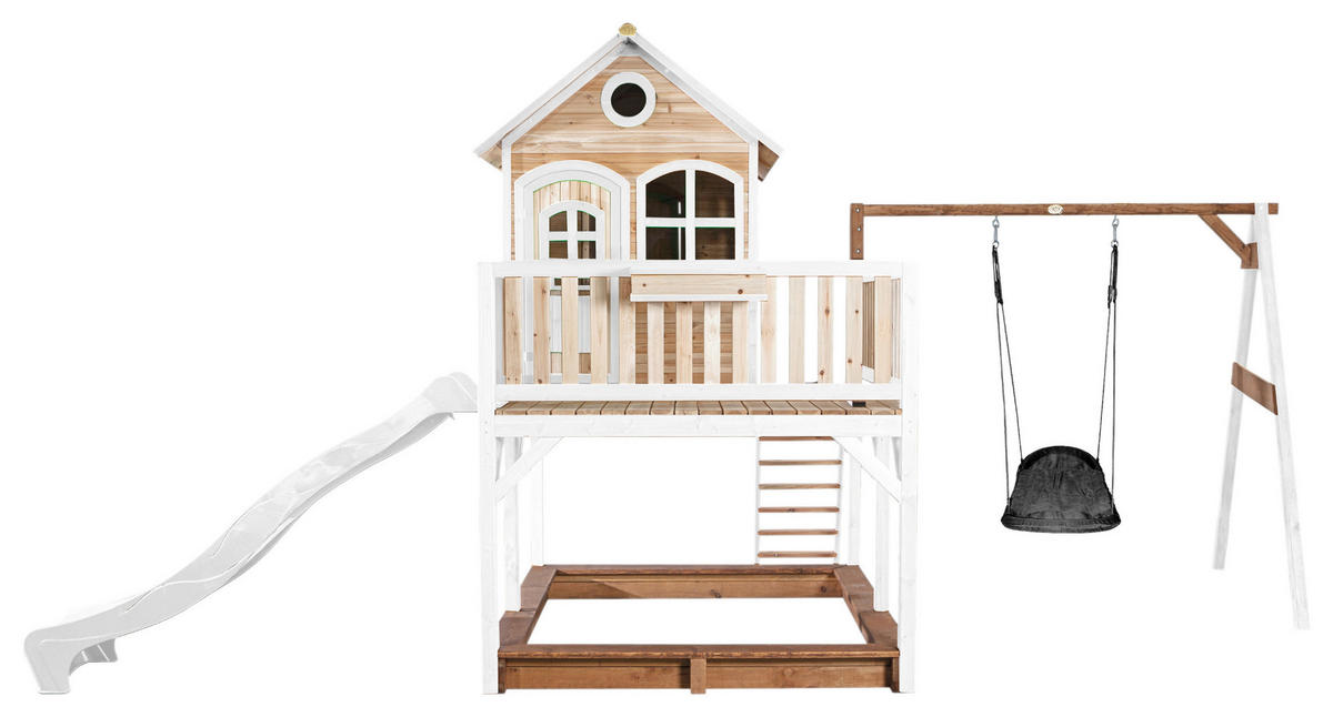 SPIELTURM 613/291/277 cm  - Weiss/Braun, Konventionell, Holz (613/291/277cm)