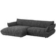 ECKSOFA in Flachgewebe Graubraun  185/264 cm  - Graubraun/Schwarz, Design, Kunststoff/Textil (185/264cm) - Emilio Belluti