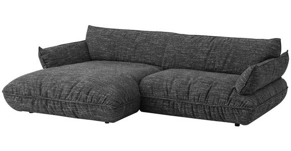 ECKSOFA in Flachgewebe Graubraun 185/264 cm - Graubraun/Schwarz, Design, Kunststoff/Textil (185/264cm) - Emilio Belluti