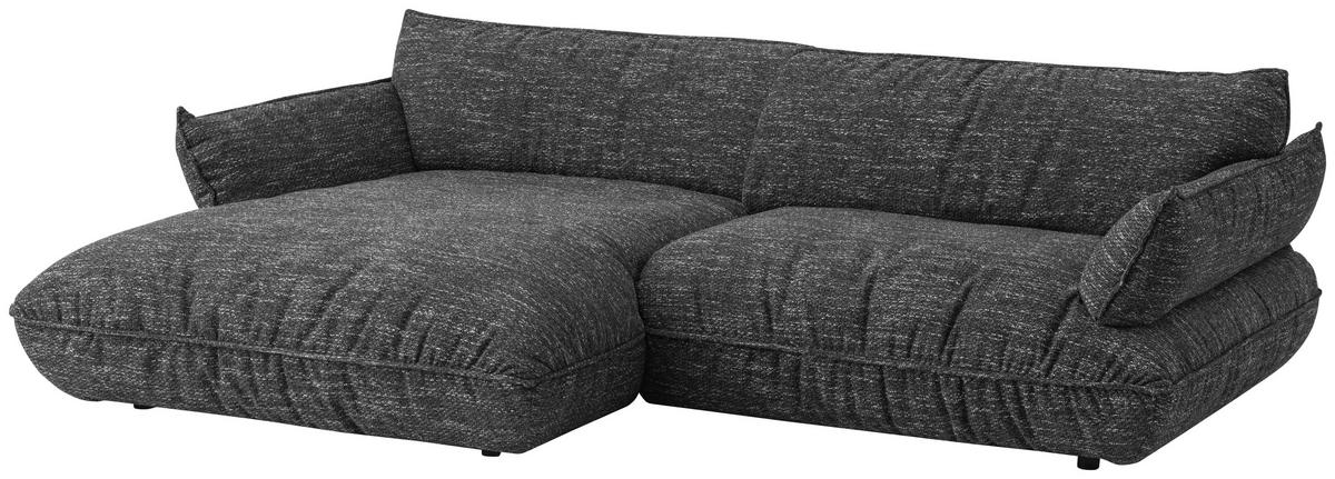 ECKSOFA in Flachgewebe Graubraun  - Graubraun/Schwarz, Design, Kunststoff/Textil (185/264cm) - Emilio Belluti