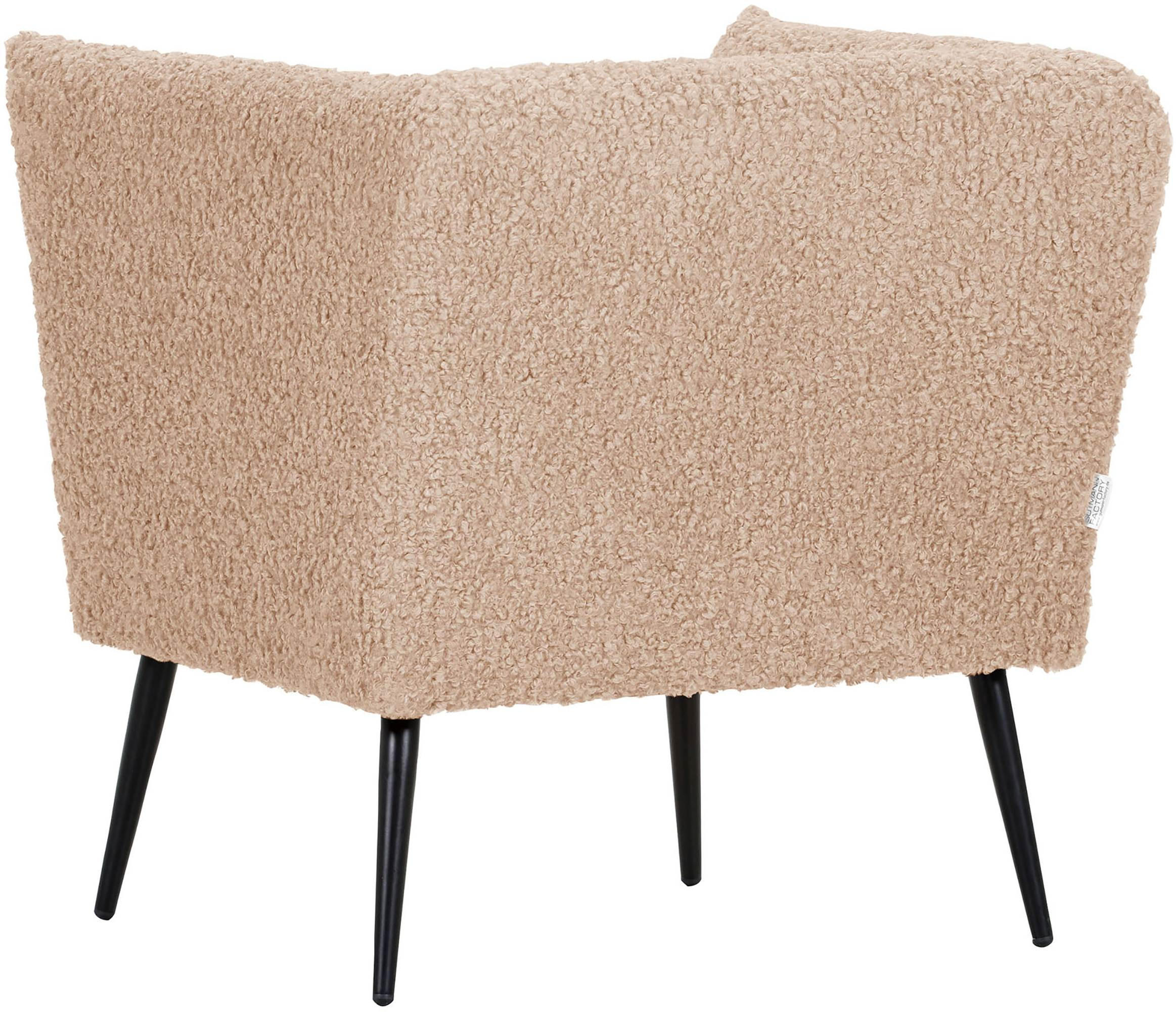 SESSEL in Plüsch Hellbraun  - Hellbraun/Schwarz, Design, Textil/Metall (76/73/76cm) - Landscape