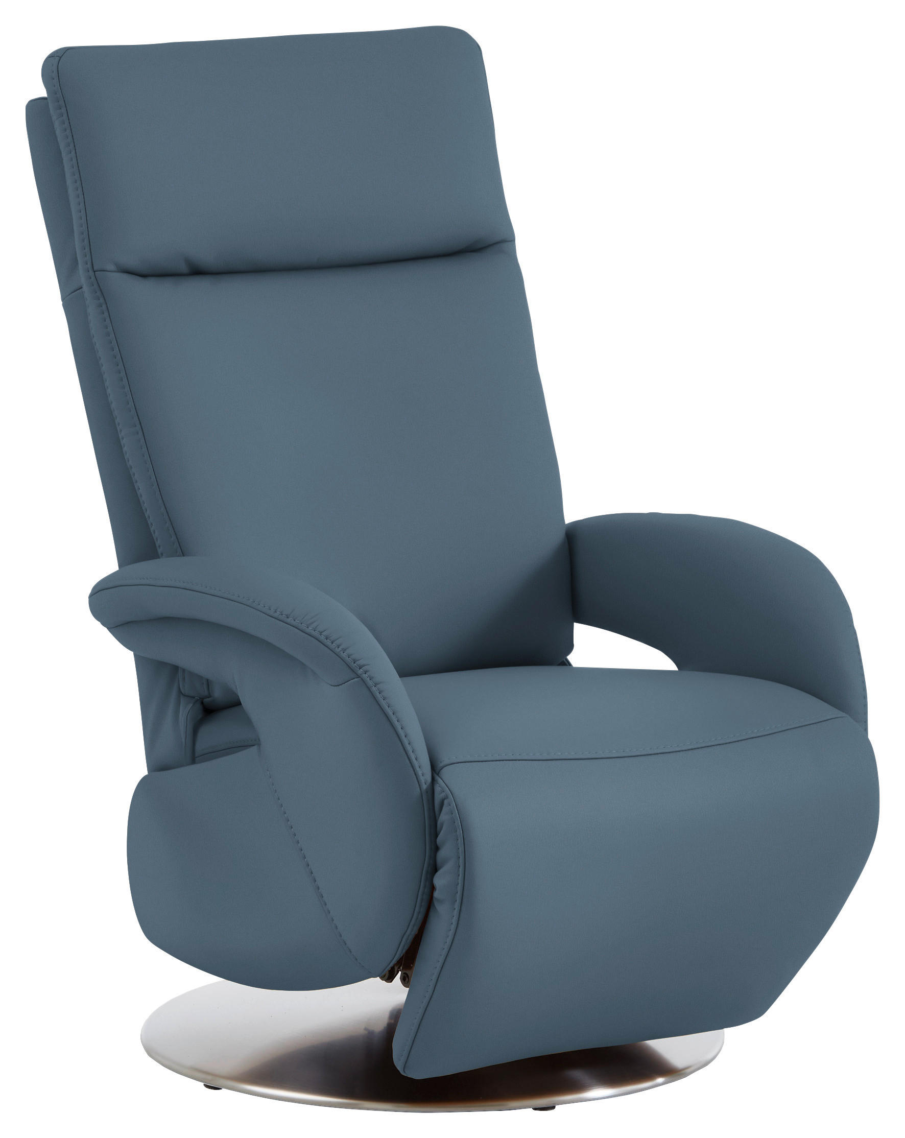 RELAXSESSEL in Leder Blau  - Blau/Edelstahlfarben, Design, Leder/Metall (70/108/80cm) - Cantus