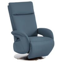 RELAXSESSEL in Leder Blau  - Blau/Edelstahlfarben, Design, Leder/Metall (70/108/80cm) - Cantus