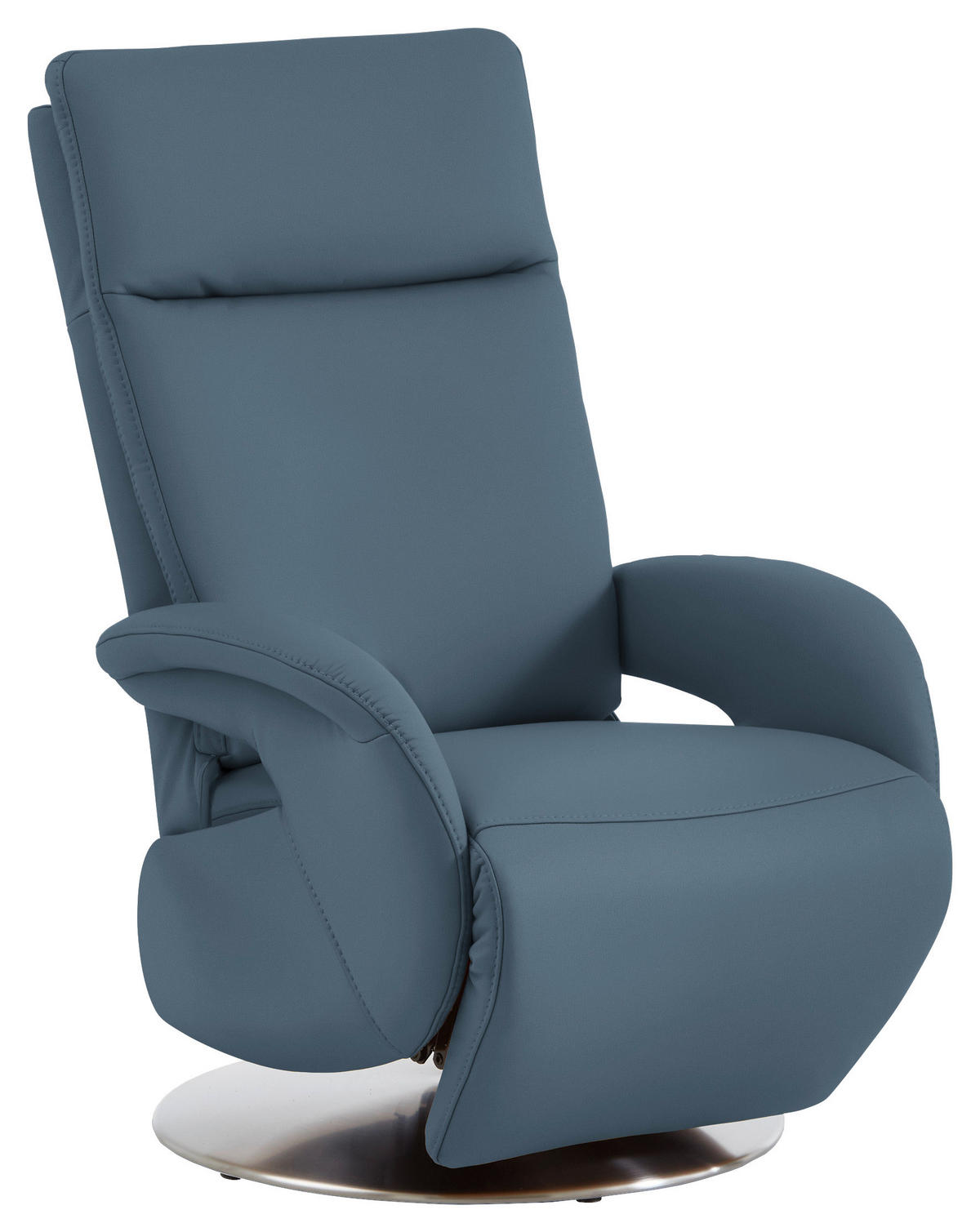 RELAXSESSEL in Leder Blau  - Blau/Edelstahlfarben, Design, Leder/Metall (70/108/80cm) - Cantus