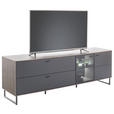 LOWBOARD  in 208/68/50 cm  - Eichefarben/Anthrazit, Design, Glas/Holz (208/68/50cm) - Novel