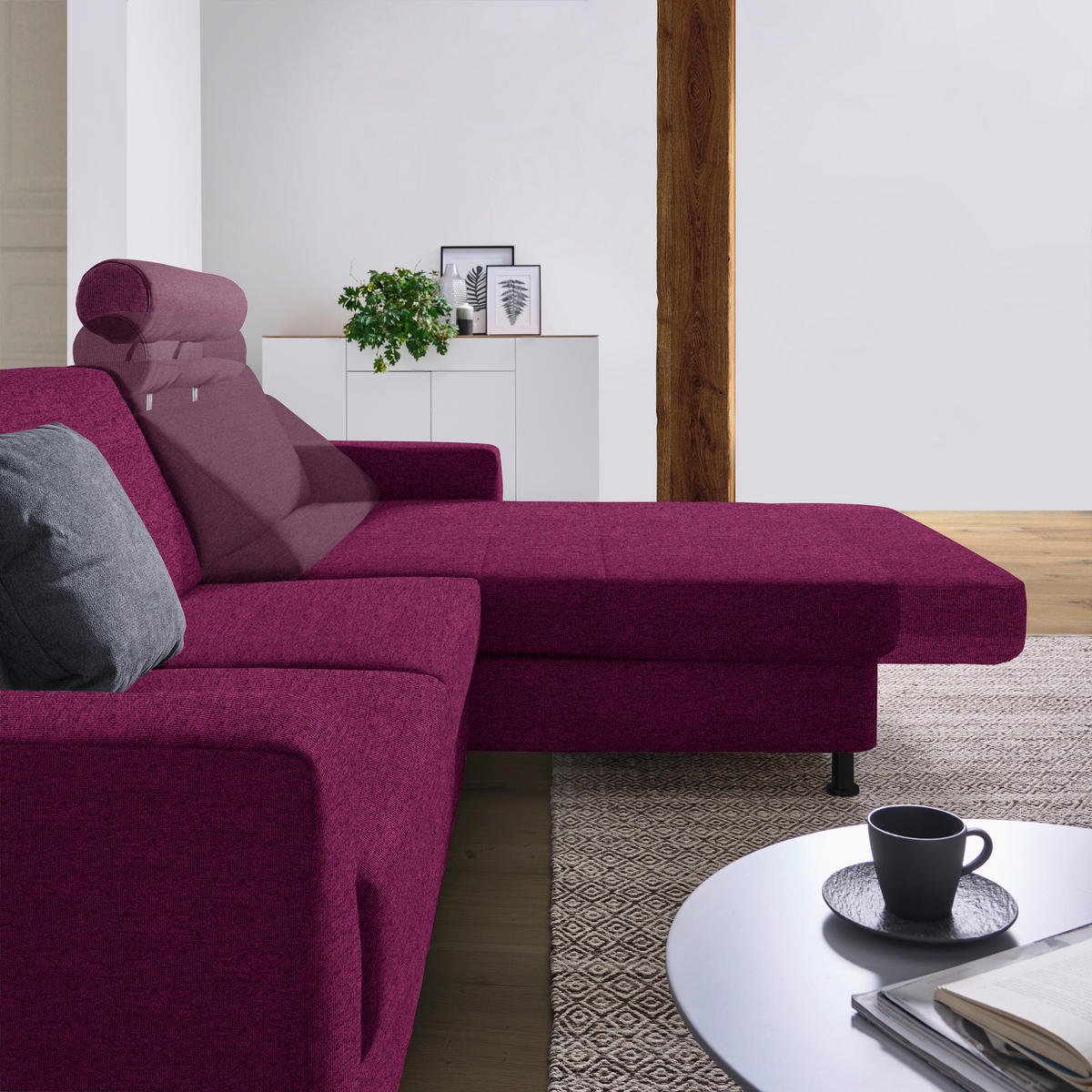 ECKSOFA in Webstoff Lila  - Lila/Schwarz, Design, Kunststoff/Textil (257/165cm) - Xora
