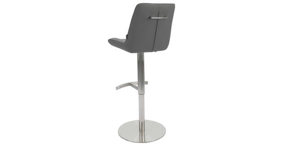 BARHOCKER Mikrofaser Grau, Edelstahlfarben Edelstahl Sitzfläche 360° drehbar, automatische Rückholfunktion, Stoffauswahl, mit Griff - Edelstahlfarben/Grau, Design, Textil/Metall (44/86-110,5/54,5cm) - Novel