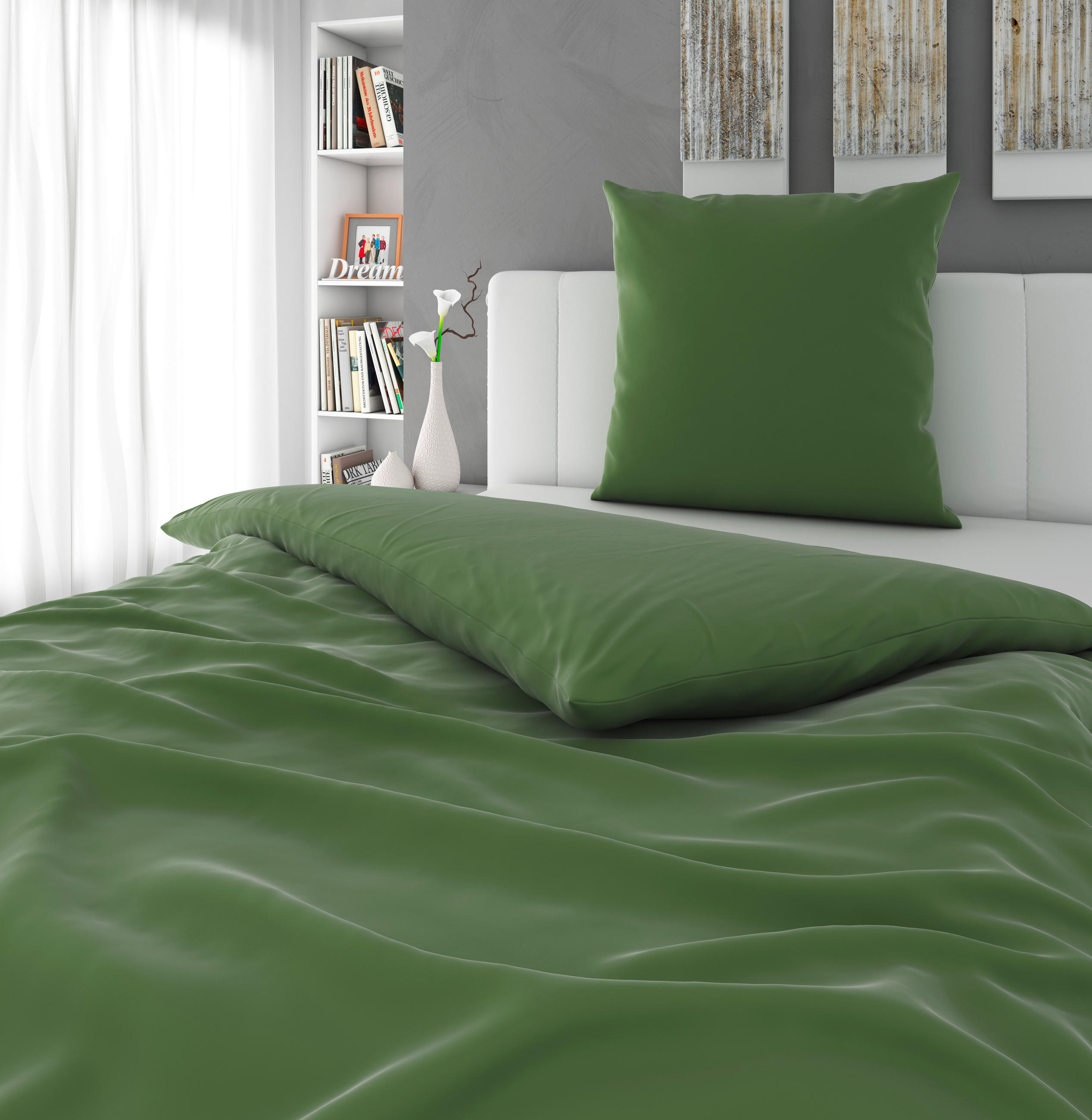 BETTWÄSCHE 135/200 cm Satin  - Jadegrün, Textil (135/200cm) - Novel