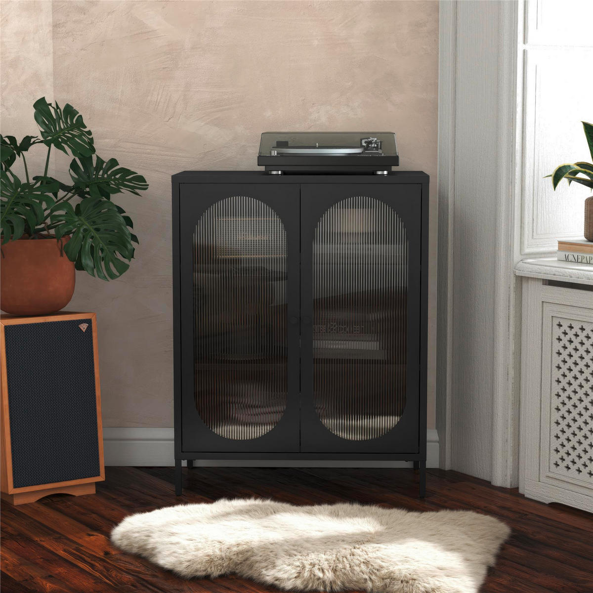 HIGHBOARD Luna   in 80/102/40 cm  - Schwarz, Design, Glas/Metall (80/102/40cm) - MID.YOU