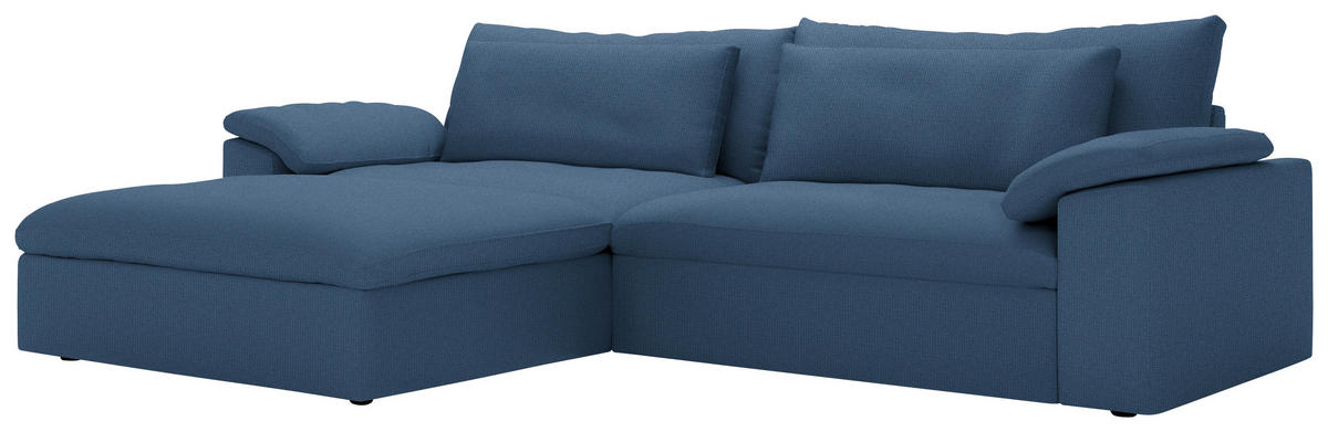 ECKSOFA  Chenille Dunkelblau  - Schwarz/Dunkelblau, Modern, Kunststoff/Textil (198/306cm) - Carryhome