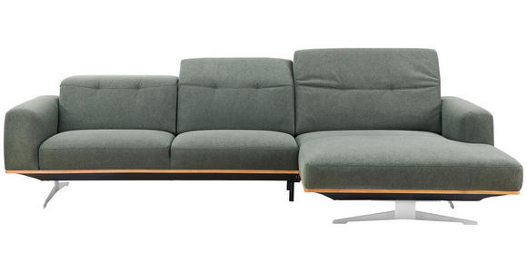 WOHNLANDSCHAFT in Webstoff Olivgrün - Edelstahlfarben/Olivgrün, Design, Holz/Textil (311/163cm) - Dieter Knoll