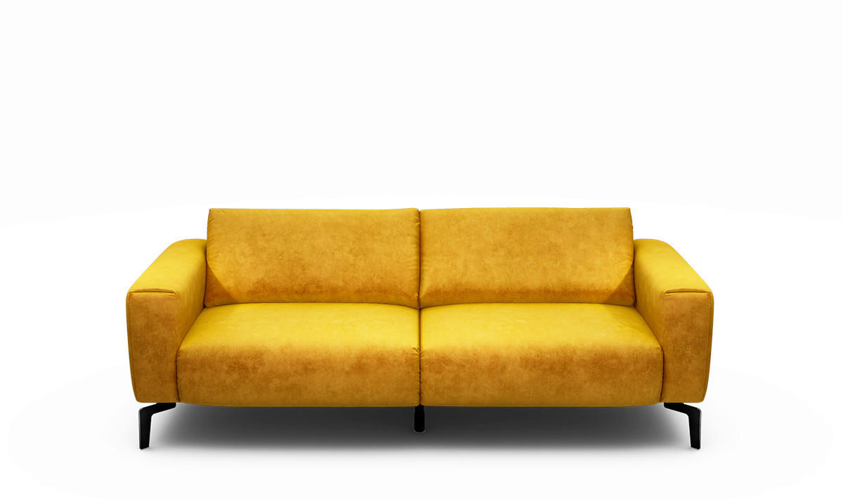 2,5-SITZER Samt Gelb  - Gelb/Schwarz, Design, Textil/Metall (220/86/86-94cm) - SENSOO