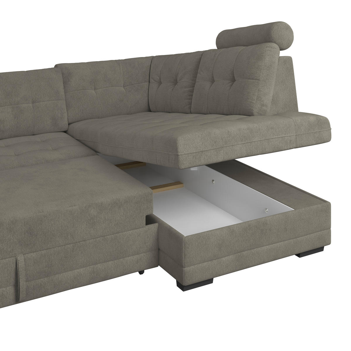 ECKSOFA  Mikrofaser, Struktur Braun  - Schwarz/Braun, Konventionell, Kunststoff/Textil (251/183cm) - MID.YOU