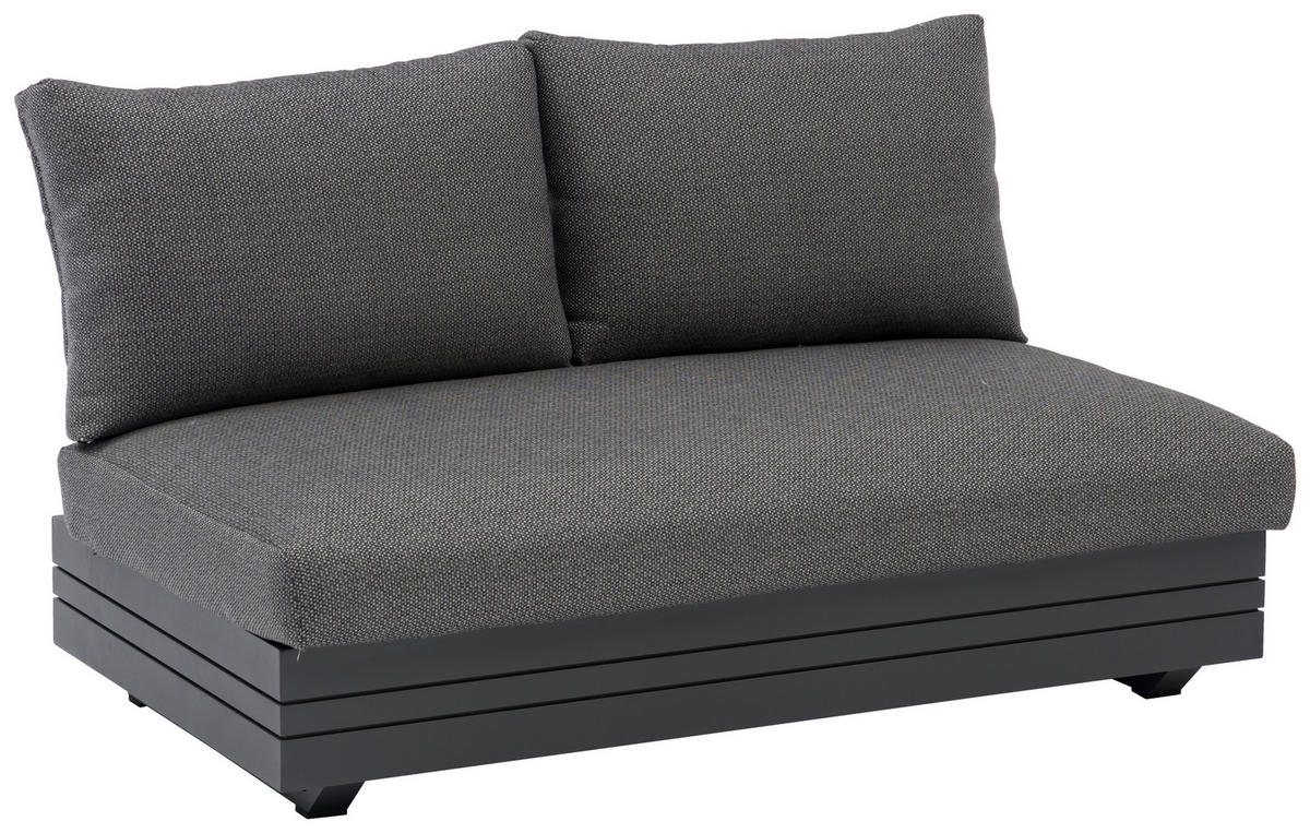 LOUNGESOFA  - Dunkelgrau/Graphitfarben, Design, Textil/Metall (132/76/74/81cm) - Zebra 