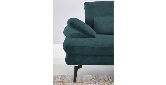 ECKSOFA in Velours Petrol 310/180 cm - Petrol/Schwarz, Design, Textil/Metall (310/180cm) - Dieter Knoll