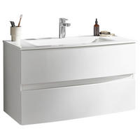 WASCHTISCHKOMBI 91,2 cm  - Weiss Hochglanz/Weiss, Design, Holzwerkstoff/Stein (91,2cm) - Novel