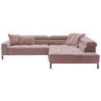 ECKSOFA Altrosa Feincord Rücken echt, Kopfteilverstellung, Sitzvorzug  - Schwarz/Altrosa, KONVENTIONELL, Textil/Metall (311/219cm) - Hom`in