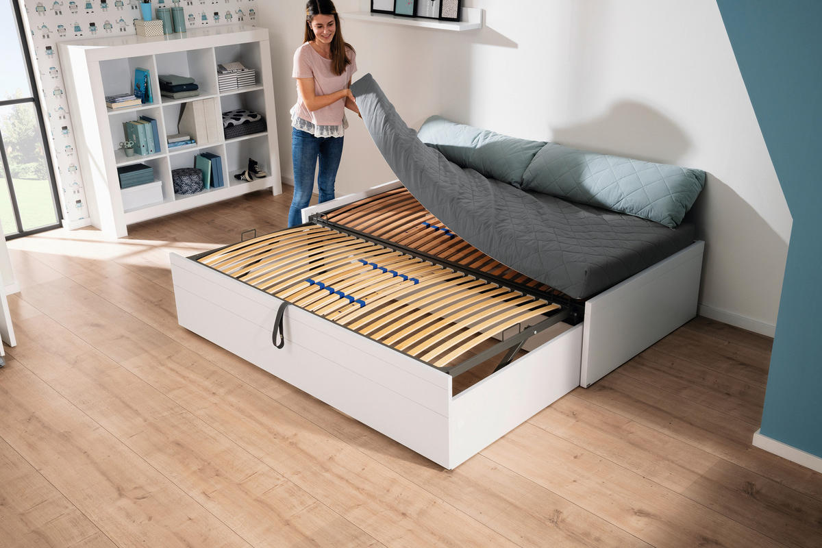 AUSZIEHBETT 100/200 cm Weiss  - Weiss, Basics, Holz/Holzwerkstoff (100/200cm) - Paidi