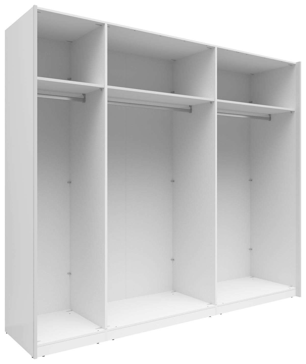 SCHWEBETÜRENSCHRANK 250/216/64 cm 2-türig Weiß  - Silberfarben/Weiß, Basics, Glas/Holzwerkstoff (250/216/64cm) - Boxxx