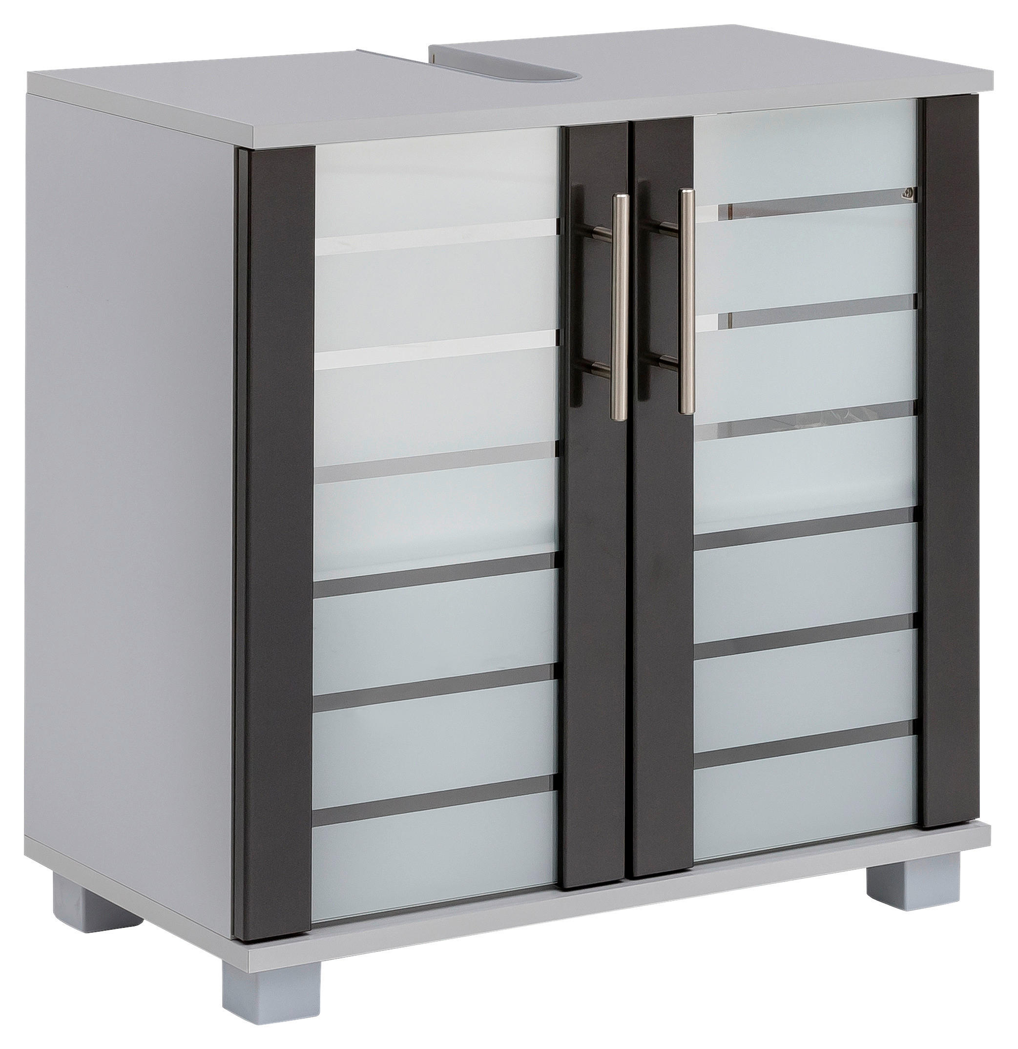 WASCHBECKENUNTERSCHRANK 59,8/62,4/32,6 cm  - Edelstahlfarben/Anthrazit, MODERN, Glas/Holzwerkstoff (59,8/62,4/32,6cm) - MID.YOU