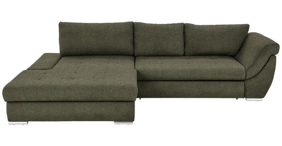 ECKSOFA in Flachgewebe Olivgrün  - Silberfarben/Olivgrün, Design, Textil/Metall (174/306cm) - Carryhome