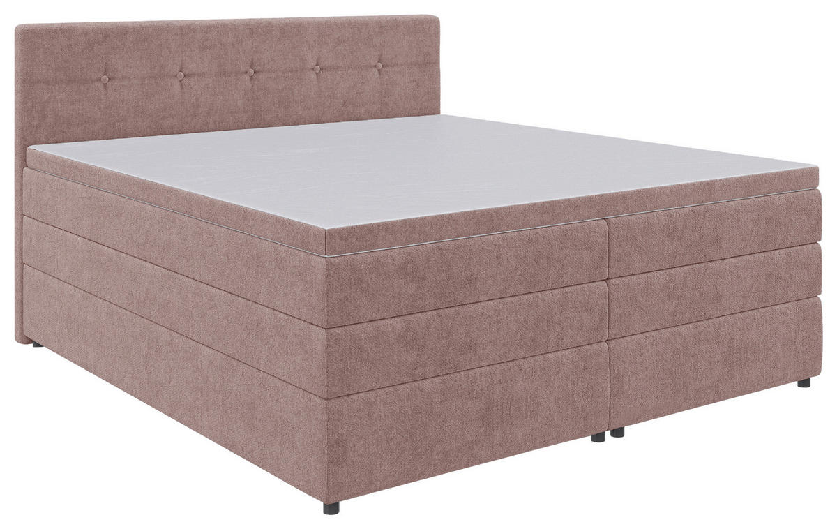 BOXSPRINGBETT 180/200 cm,  in Hellrot, Bettkasten, Topper, Matratzen, H3 = fest  - Hellrot/Schwarz, KONVENTIONELL, Kunststoff/Textil (180/200cm) - Boxxx