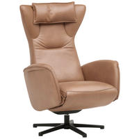 RELAXSESSEL Leder Hellbraun  - Hellbraun/Schwarz, Design, Leder/Metall (75/106/86cm) - Valdera