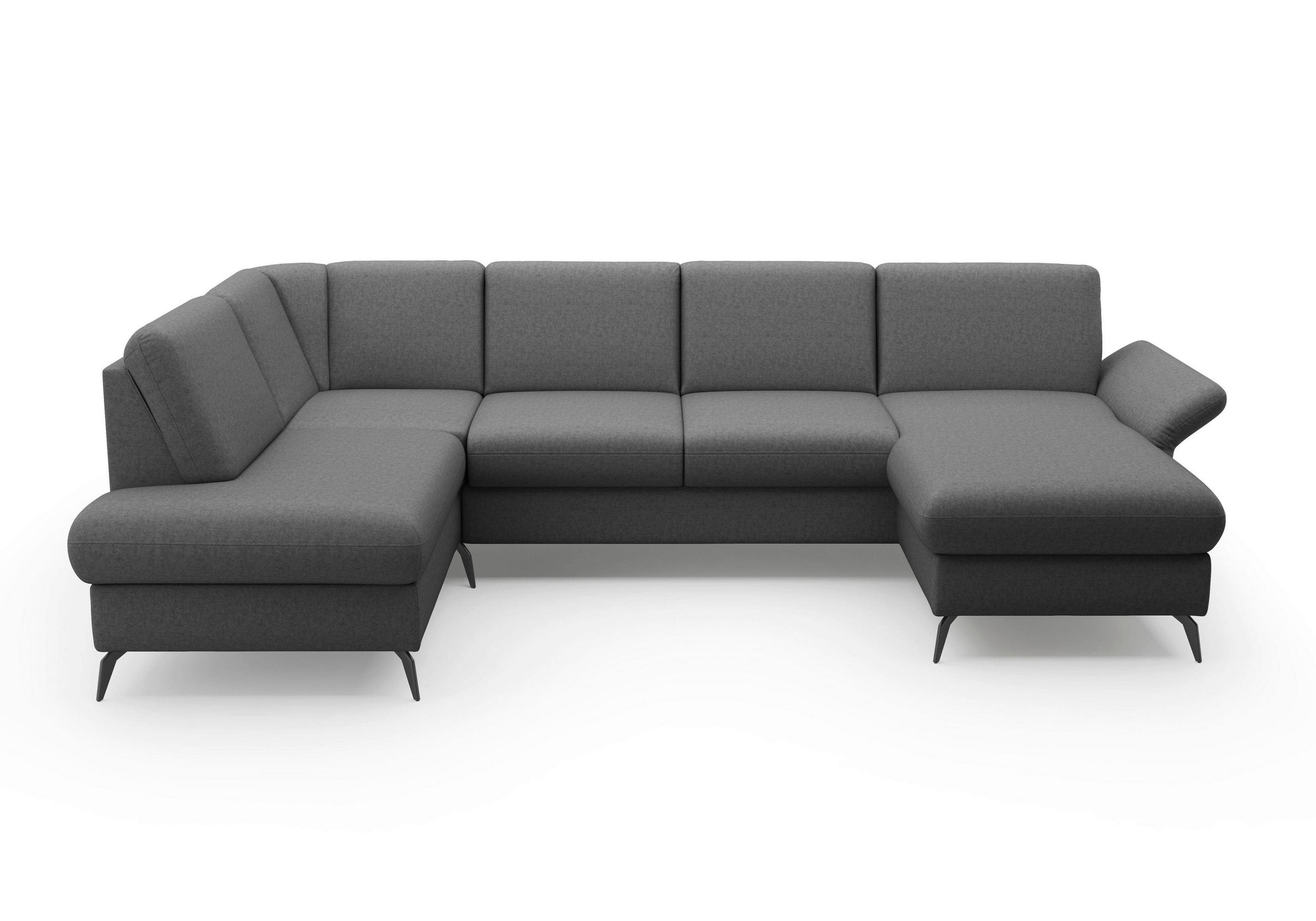 WOHNLANDSCHAFT in Flachgewebe Dunkelgrau  - Dunkelgrau/Schwarz, Konventionell, Textil/Metall (195/314/164cm) - Sit & More