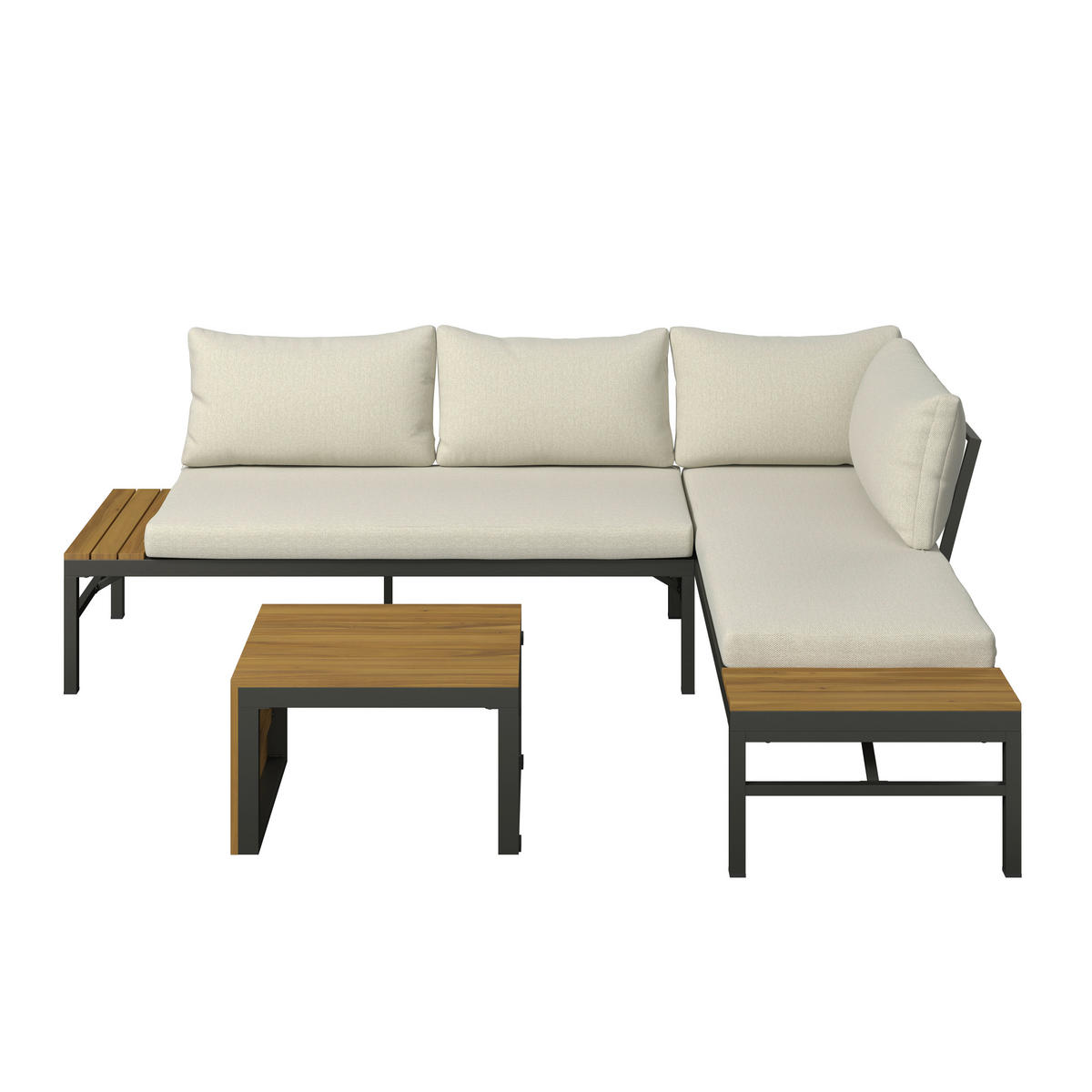 LOUNGE GARNITÚRA   161/67/63 cm  - bézs/akáciaszínű, Modern, textil/fa (161/67/63cm) - Ambia Garden