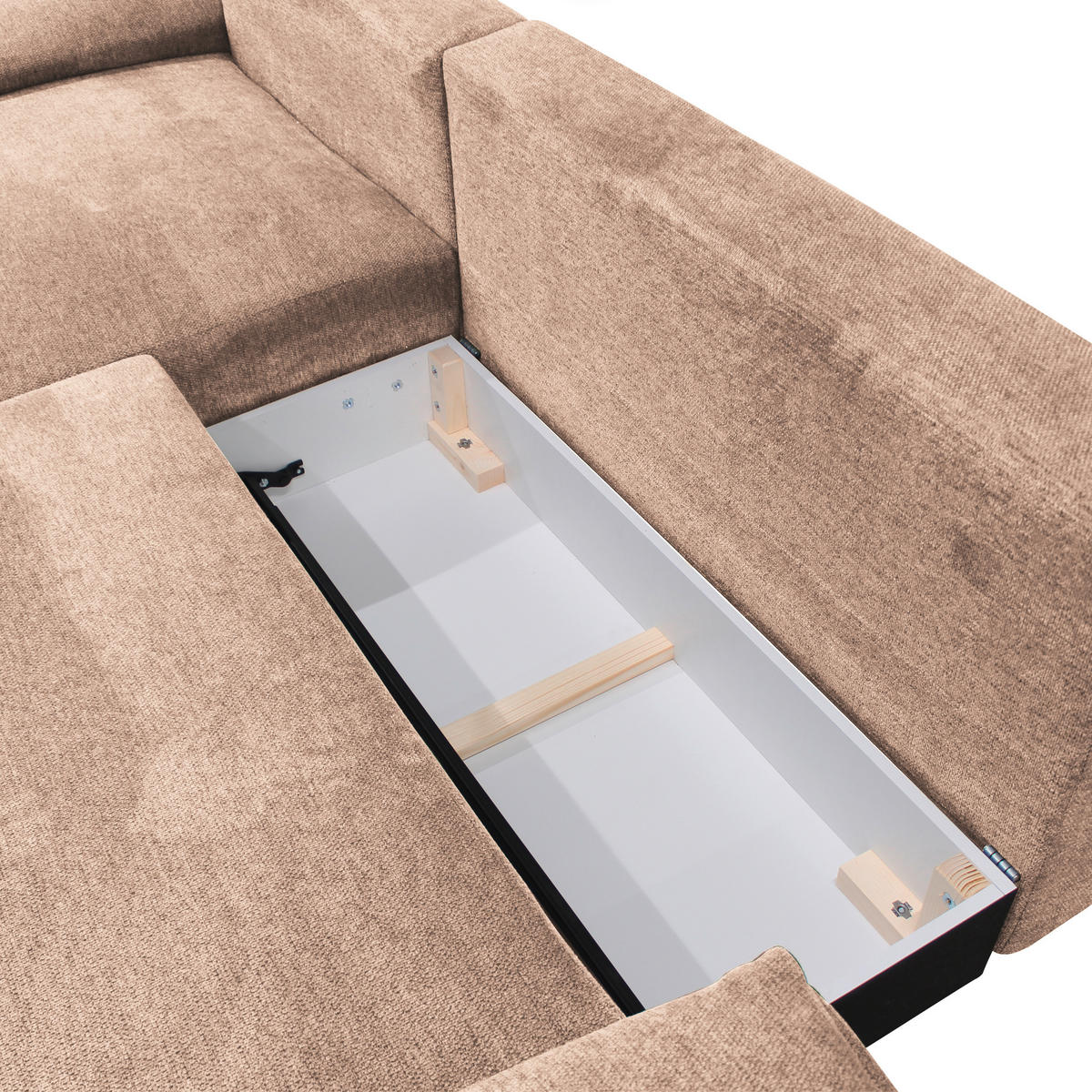 ECKSOFA Beige Webstoff  - Beige/Schwarz, Design, Textil/Metall (192/260cm) - MID.YOU