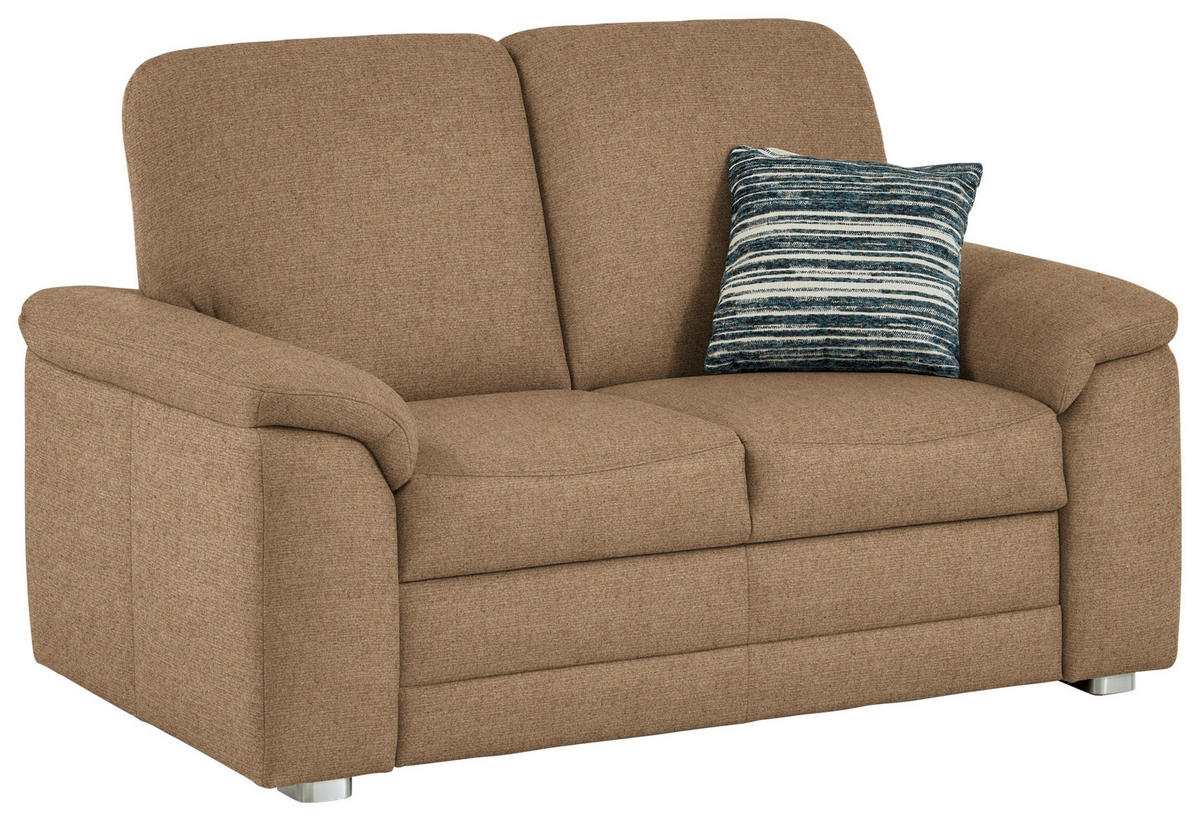 2-SITZER-SOFA Chenille Altrosa, Hellbraun  - Hellbraun/Alufarben, Konventionell, Textil/Metall (156/96/89cm) - Beldomo Comfort