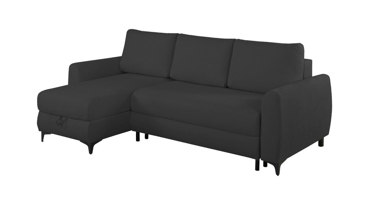 ECKSOFA Moli Anthrazit  - Anthrazit/Schwarz, Design, Textil/Metall (236/148cm) - MID.YOU